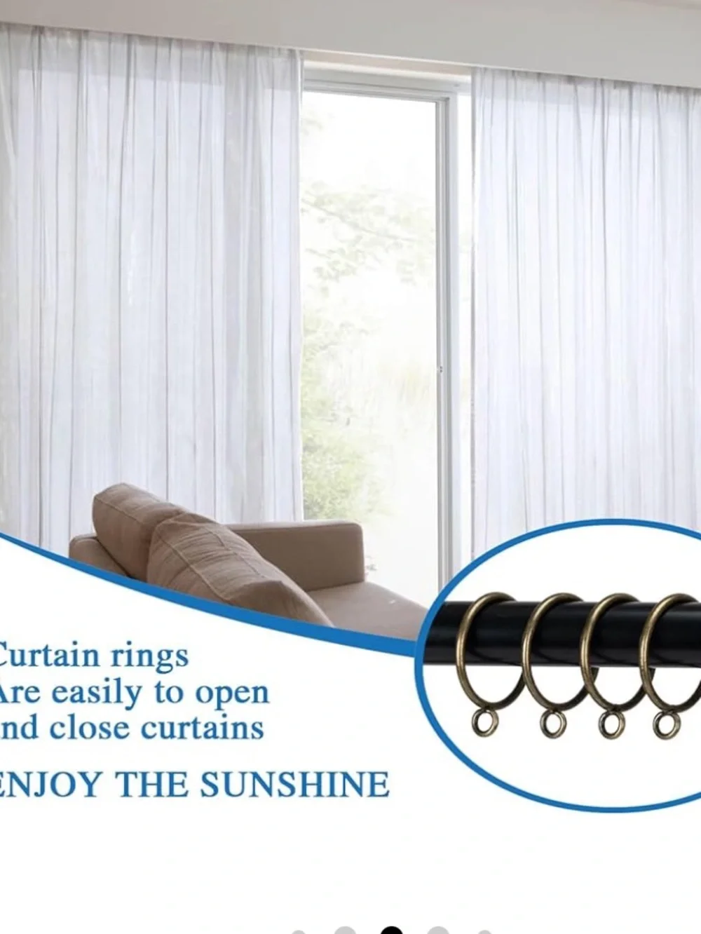 50 Antique Brass Curtain Rings Set Metal Drapery Hardware Bronze Eyelet Rings